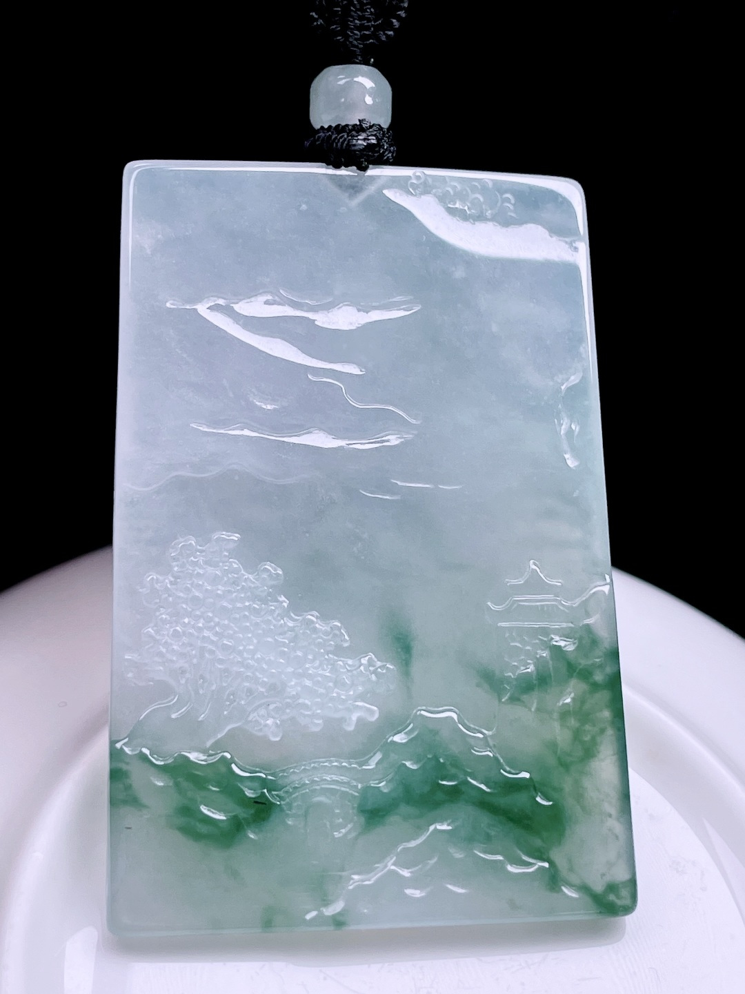 冰飘花山水牌 飘花灵动，种老水润 尺寸：53/36/5