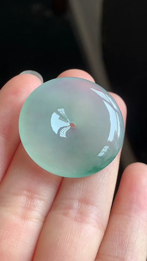 ️天然翡翠，飘花平安扣，尺寸30-5.3 ag616