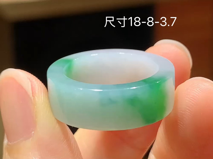 冰飘花戒圈 无裂, 尺寸，18-8-3.7