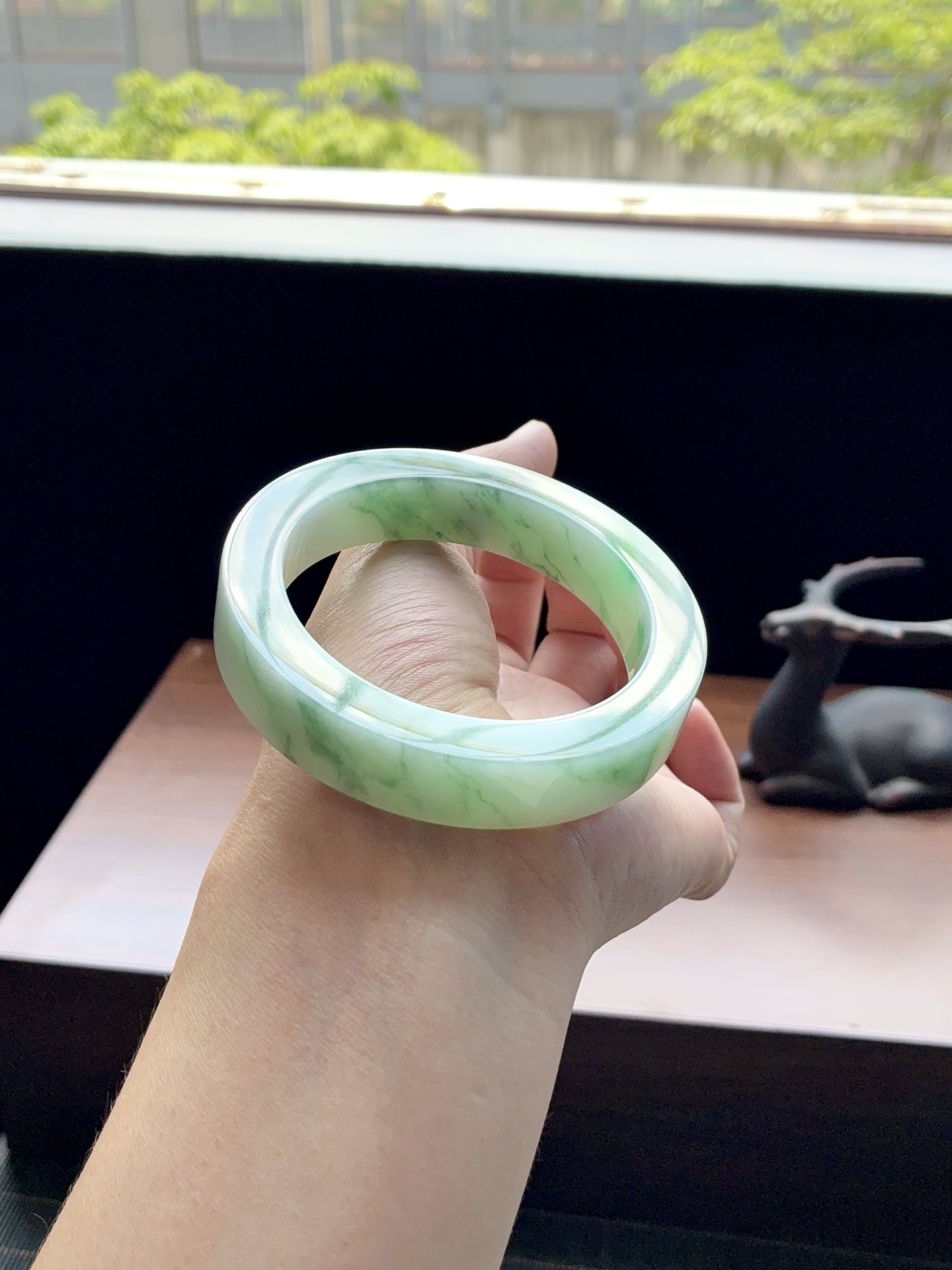 绿飘花镯胚 A0621-4 ⭕️74-56-12.8-9 可做56～58正圈