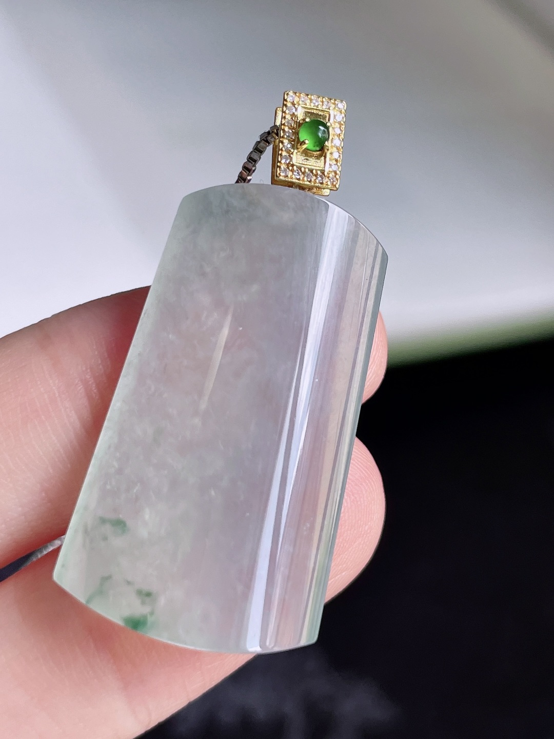 冰飘花无事牌 飘花灵动 种老水润 18k金镶嵌 整体 38/17.7/6.1