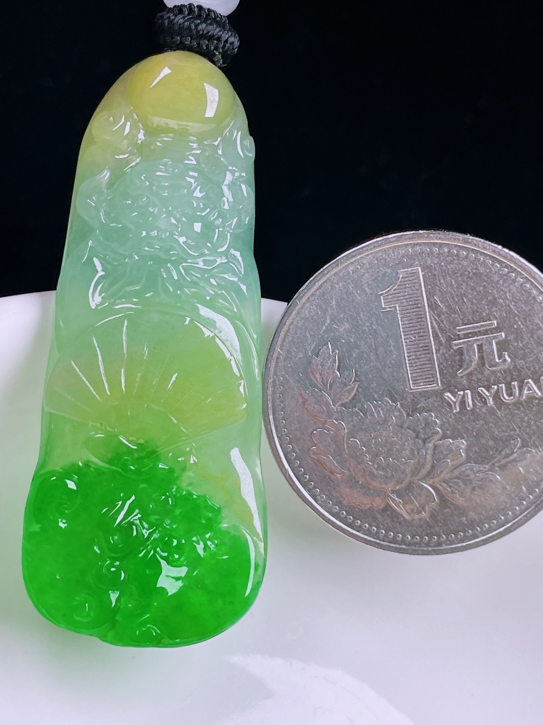 ️黄加绿钟馗，老种起光，细底通透，尺寸：43.5/18/4.8mm0622