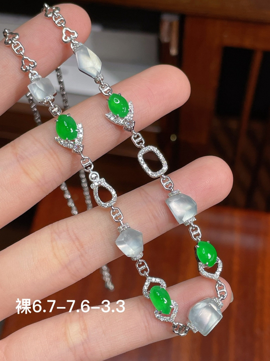 高冰套链  18k金镶嵌 强烈推荐，6.7-7.6-3.3