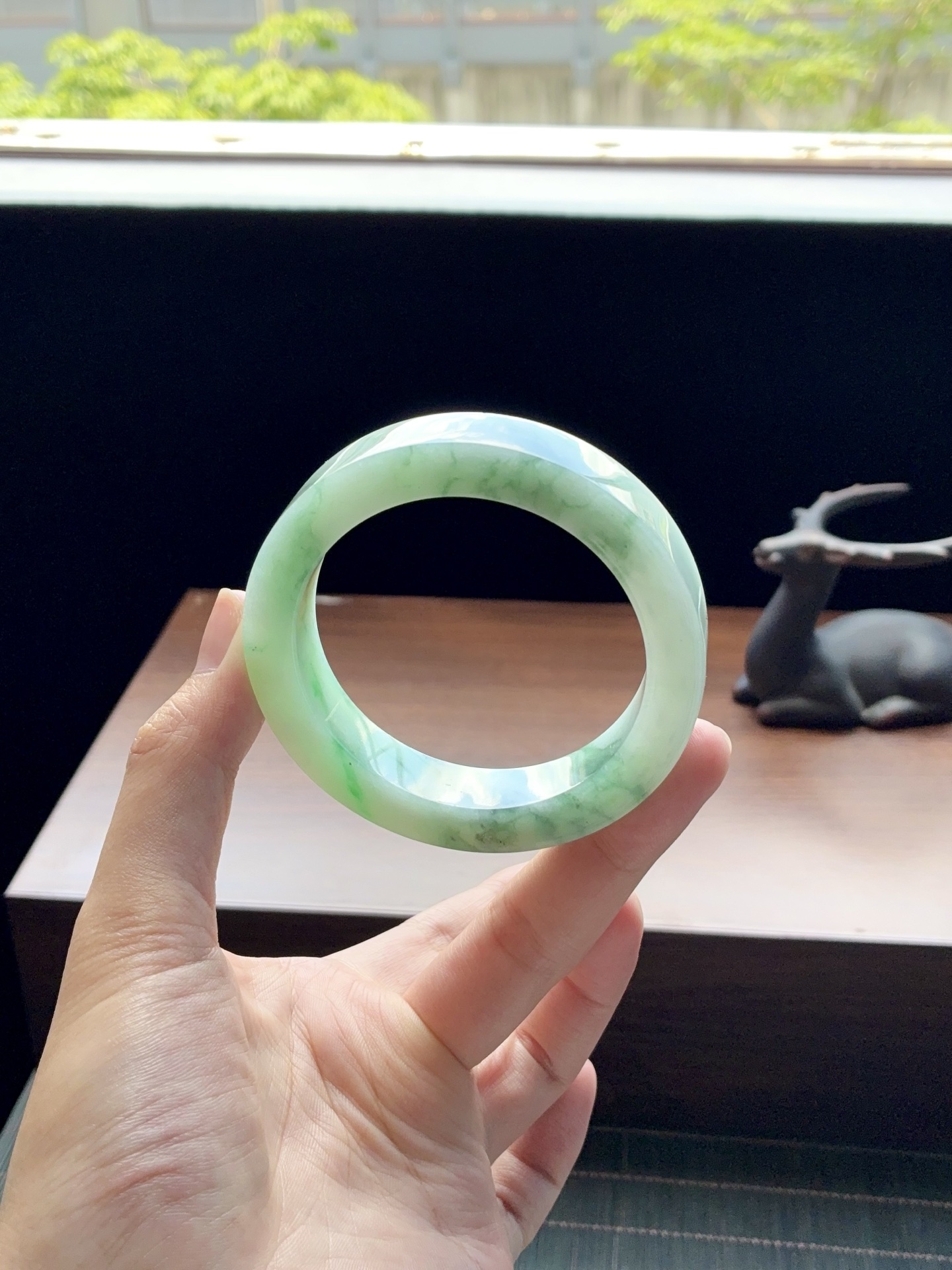 绿飘花镯胚 A0621-4 ⭕️74-56-12.8-9 可做56～58正圈