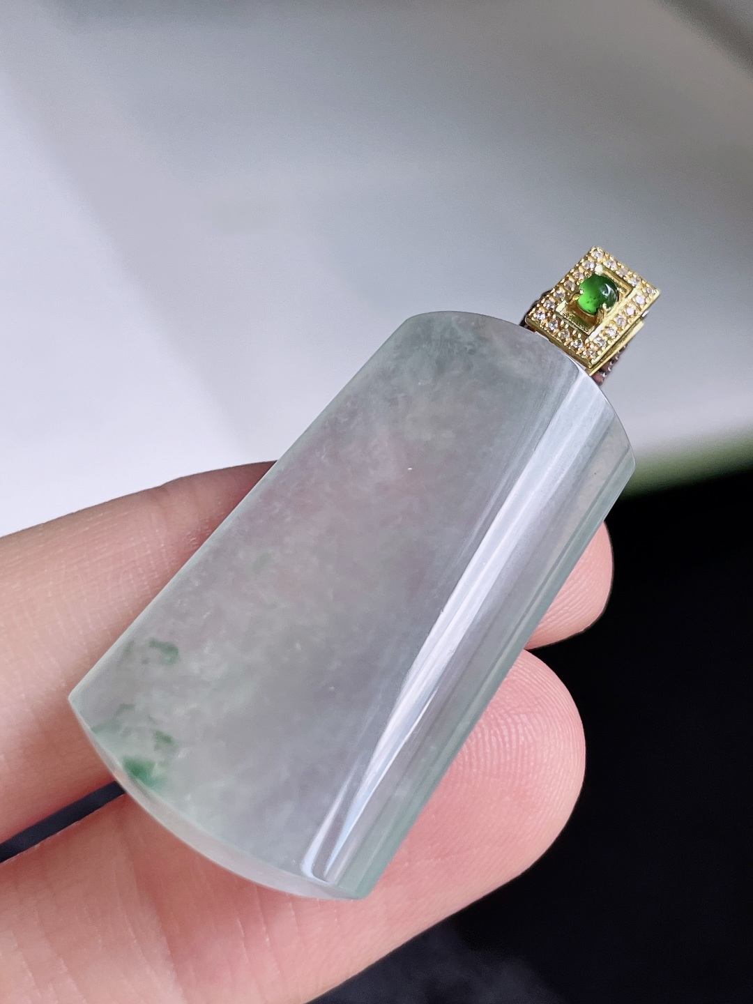 冰飘花无事牌 飘花灵动 种老水润 18k金镶嵌 整体 38/17.7/6.1