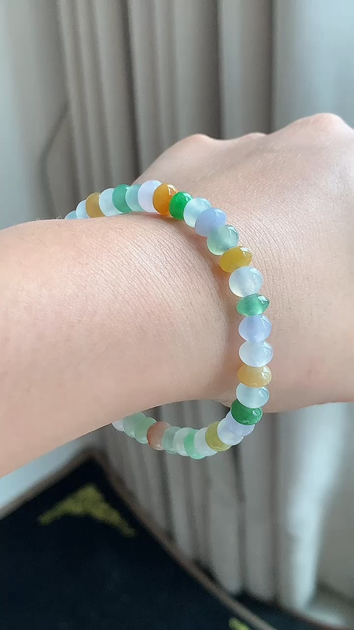天然翡翠，多宝冰手串 尺寸7 li618