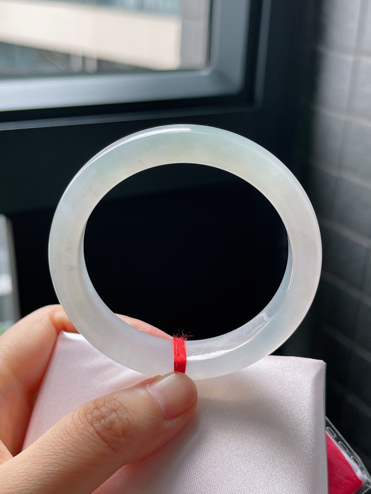 圈口52.7，冰白翡翠正圈手镯