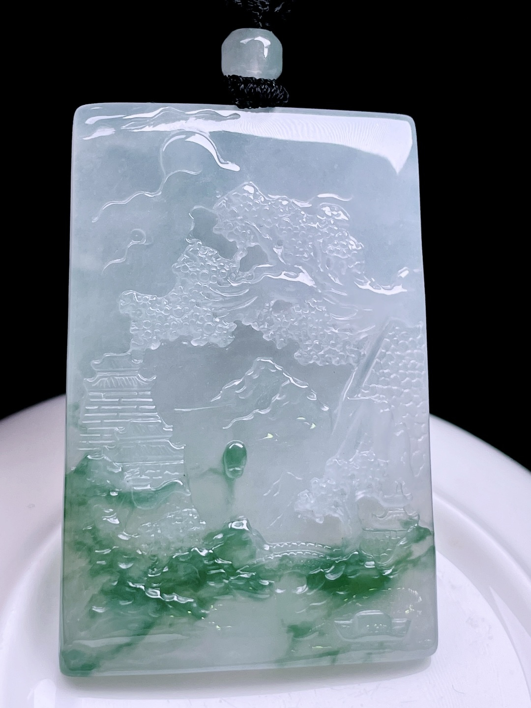 冰飘花山水牌 飘花灵动，种老水润 尺寸：53/36/5