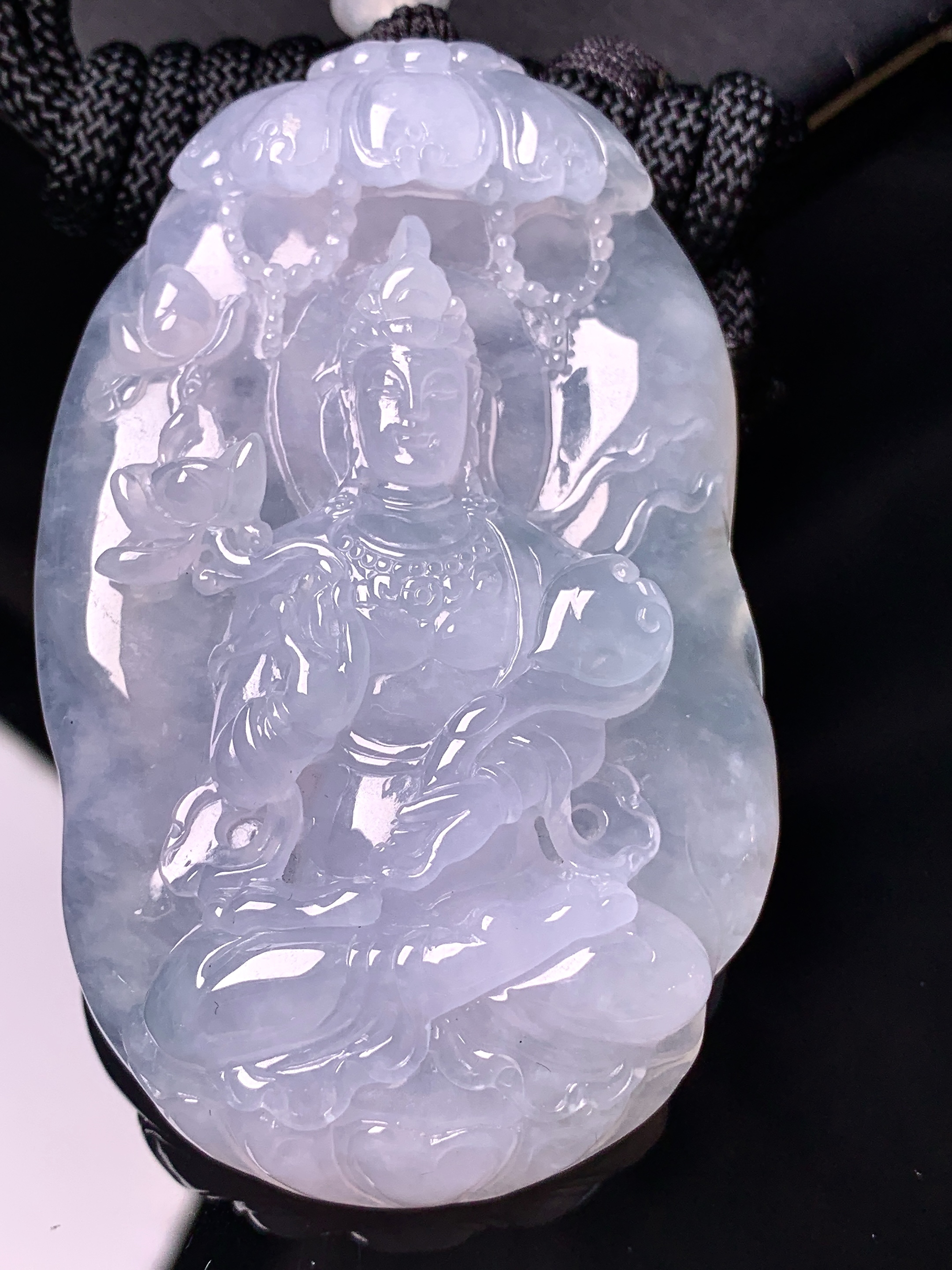 冰种度母观音菩萨吊坠 玉质细腻 色泽艳丽清新 整体尺寸67.8*42*12 a5