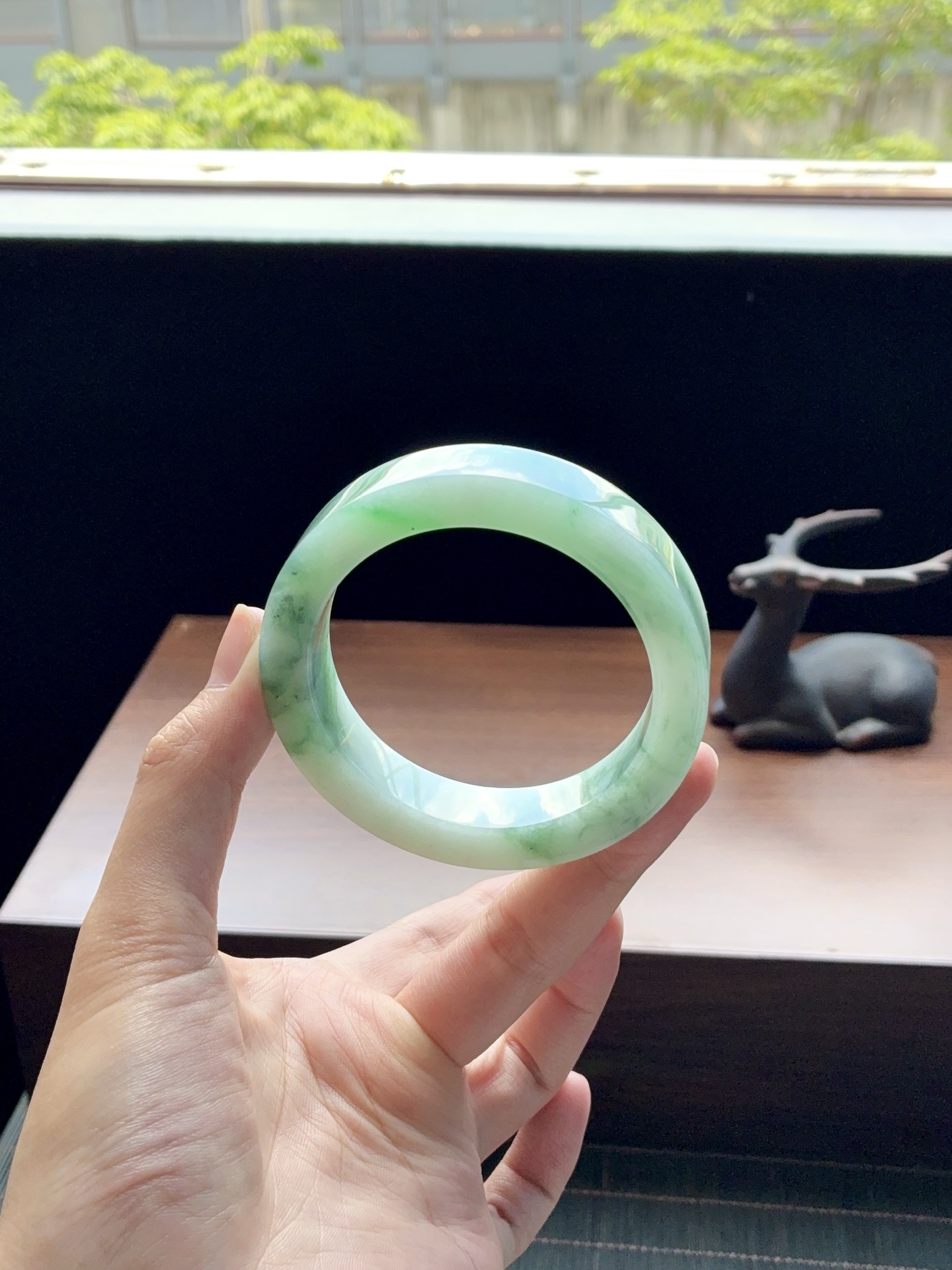 绿飘花镯胚 A0621-4 ⭕️74-56-12.8-9 可做56～58正圈