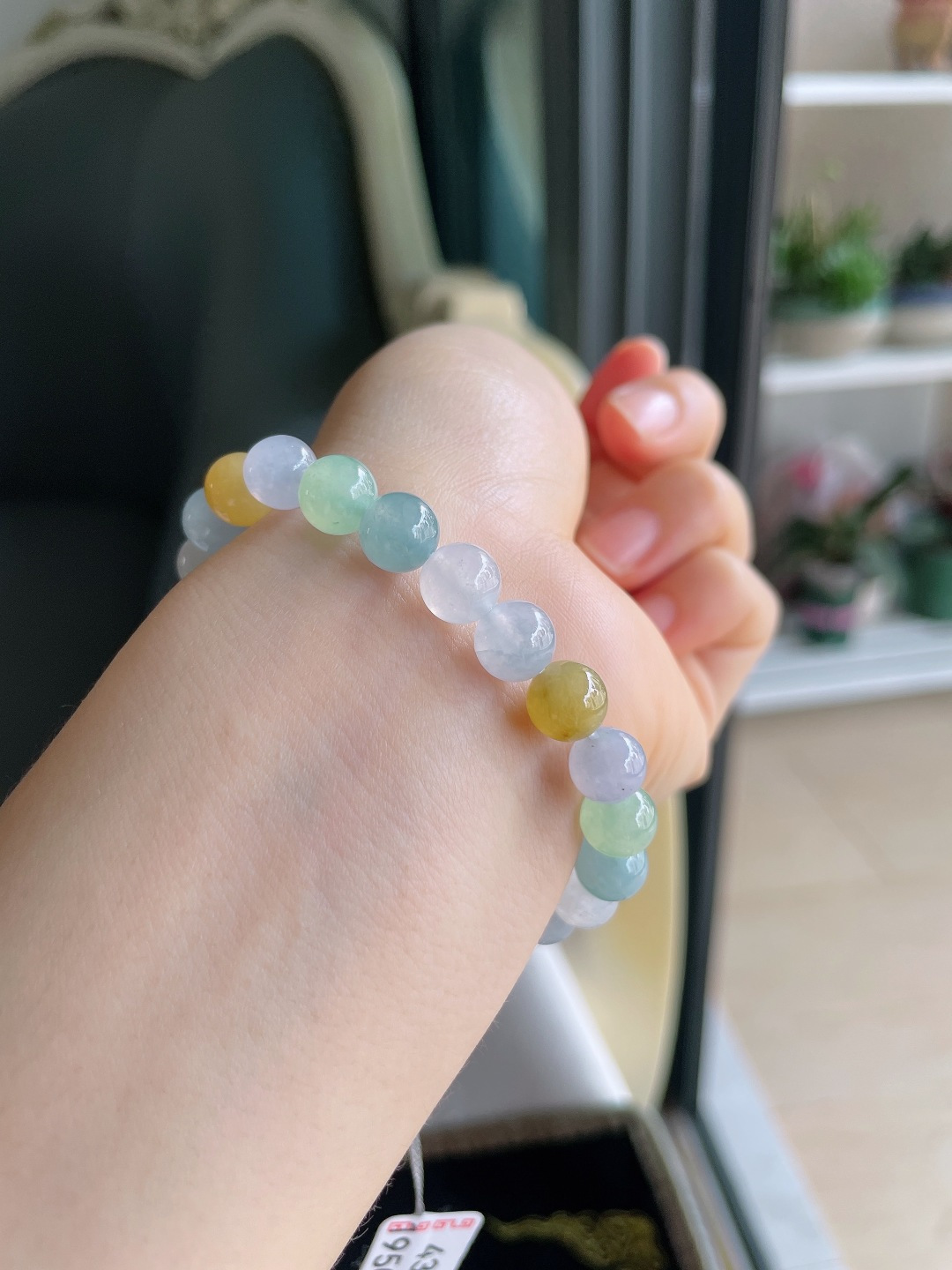 缅甸天然翡翠A货，冰多宝手串，尺寸：7.8mm。【编4309】
