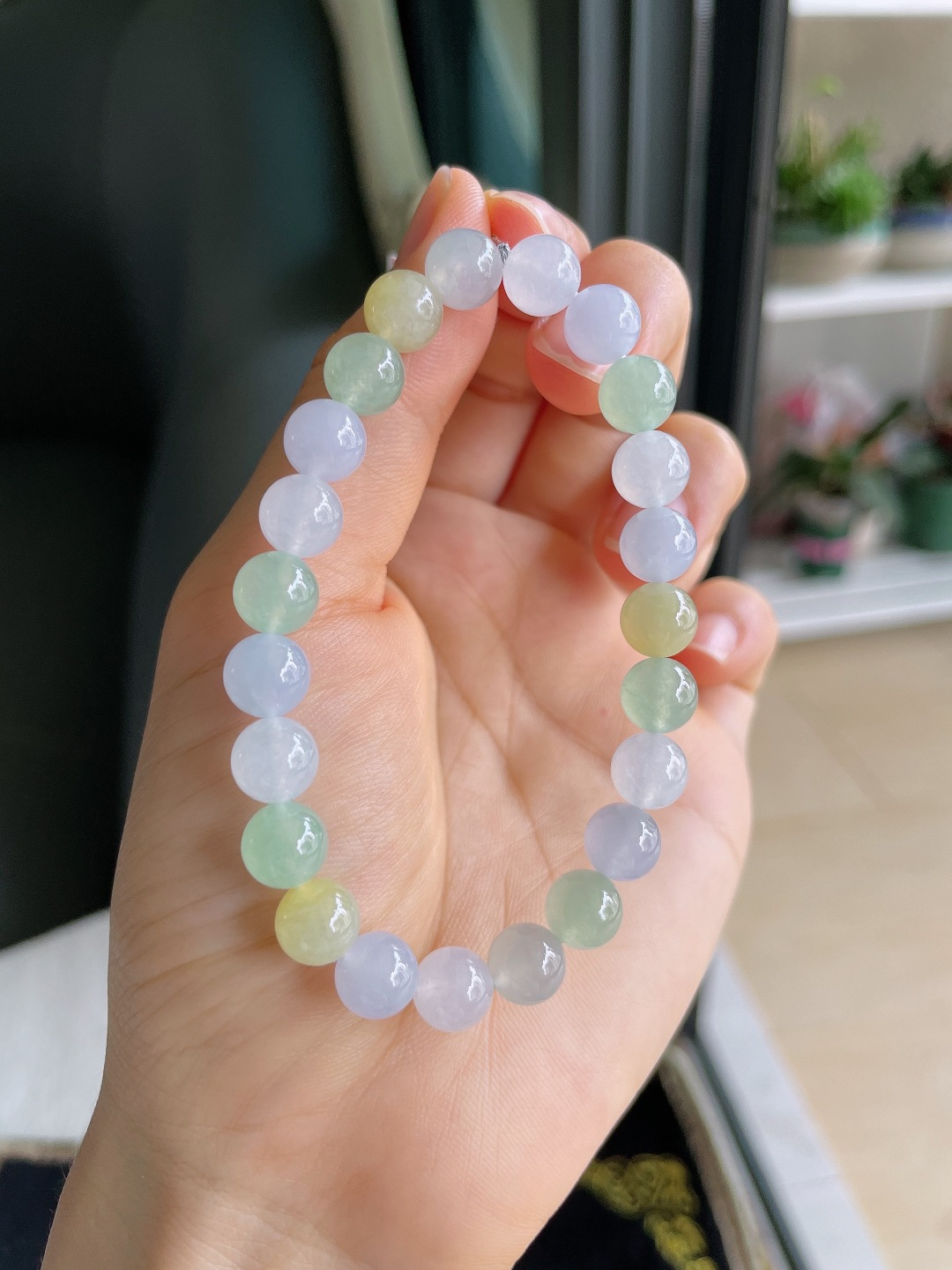 天然翡翠A货，冰多宝手串，尺寸：8mm。【编4297】