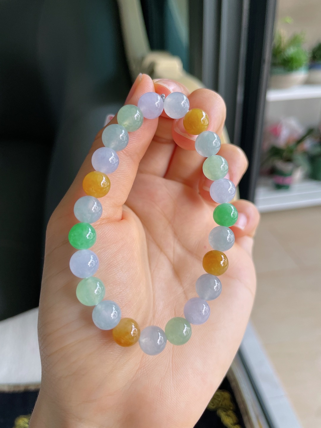 缅甸天然翡翠A货，冰多宝手串，尺寸：7.8mm。【编4304】