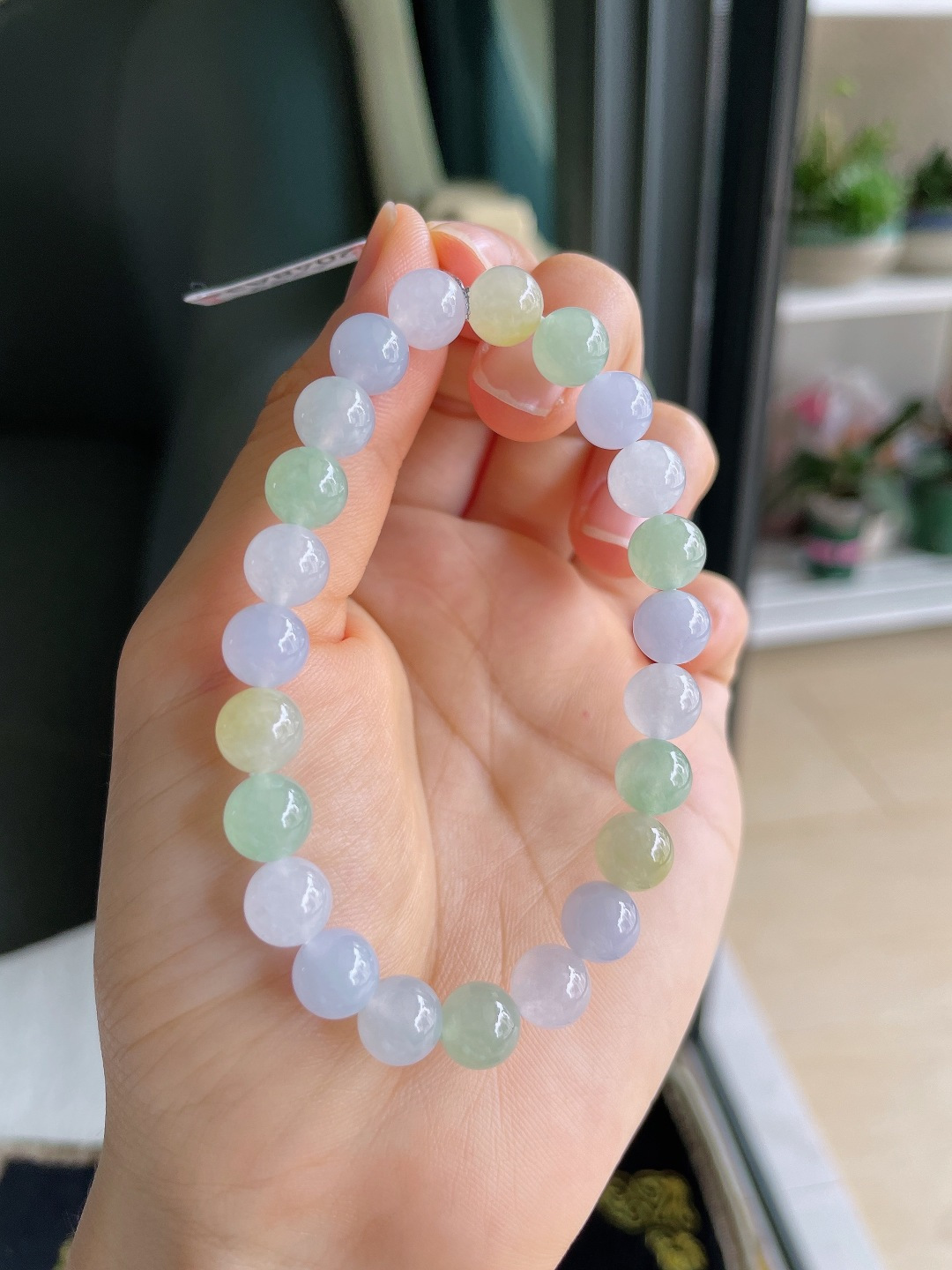 天然翡翠A货，冰多宝手串，尺寸：8mm。【编4299】
