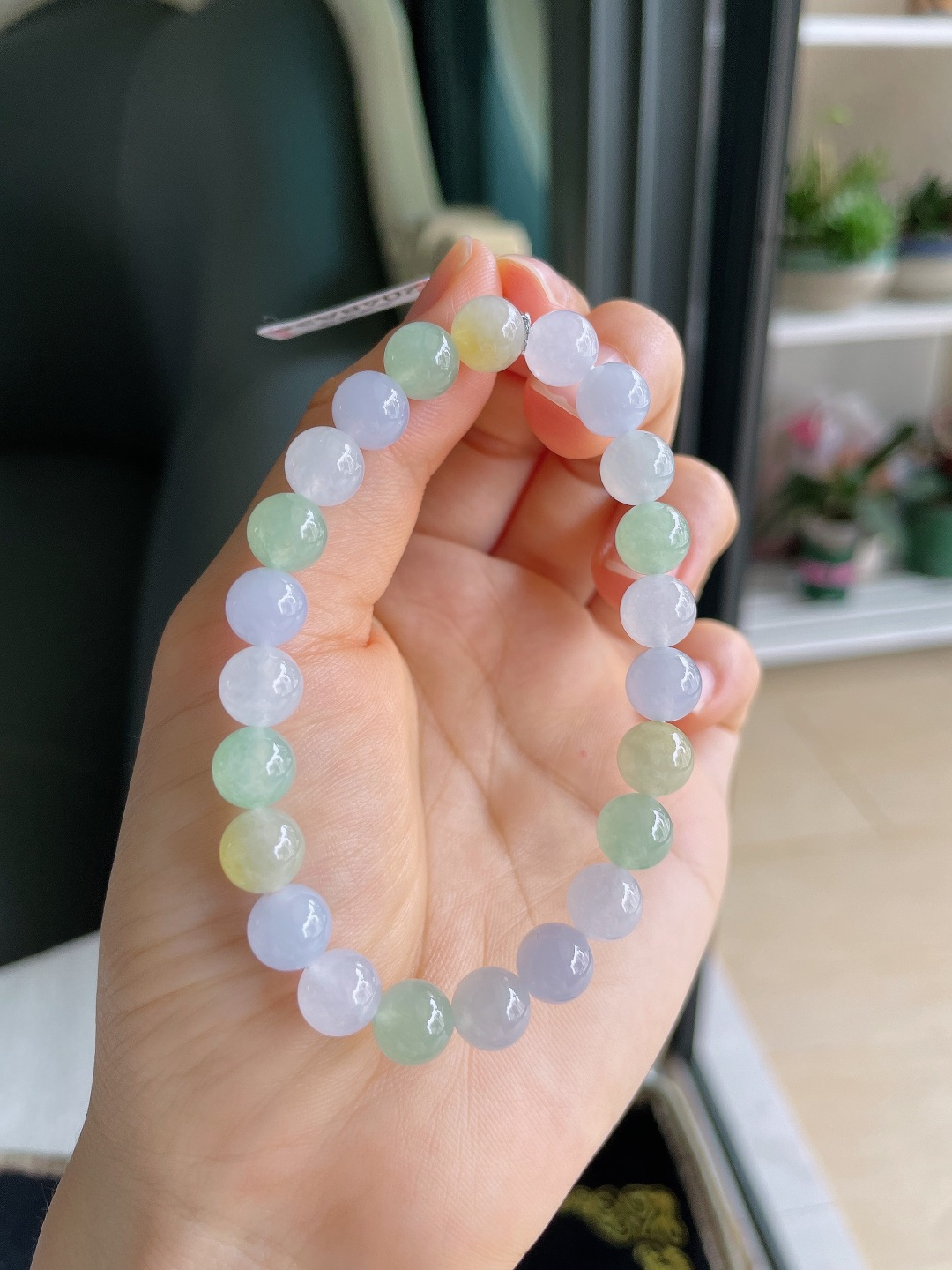 天然翡翠A货，冰多宝手串，尺寸：8mm。【编4299】