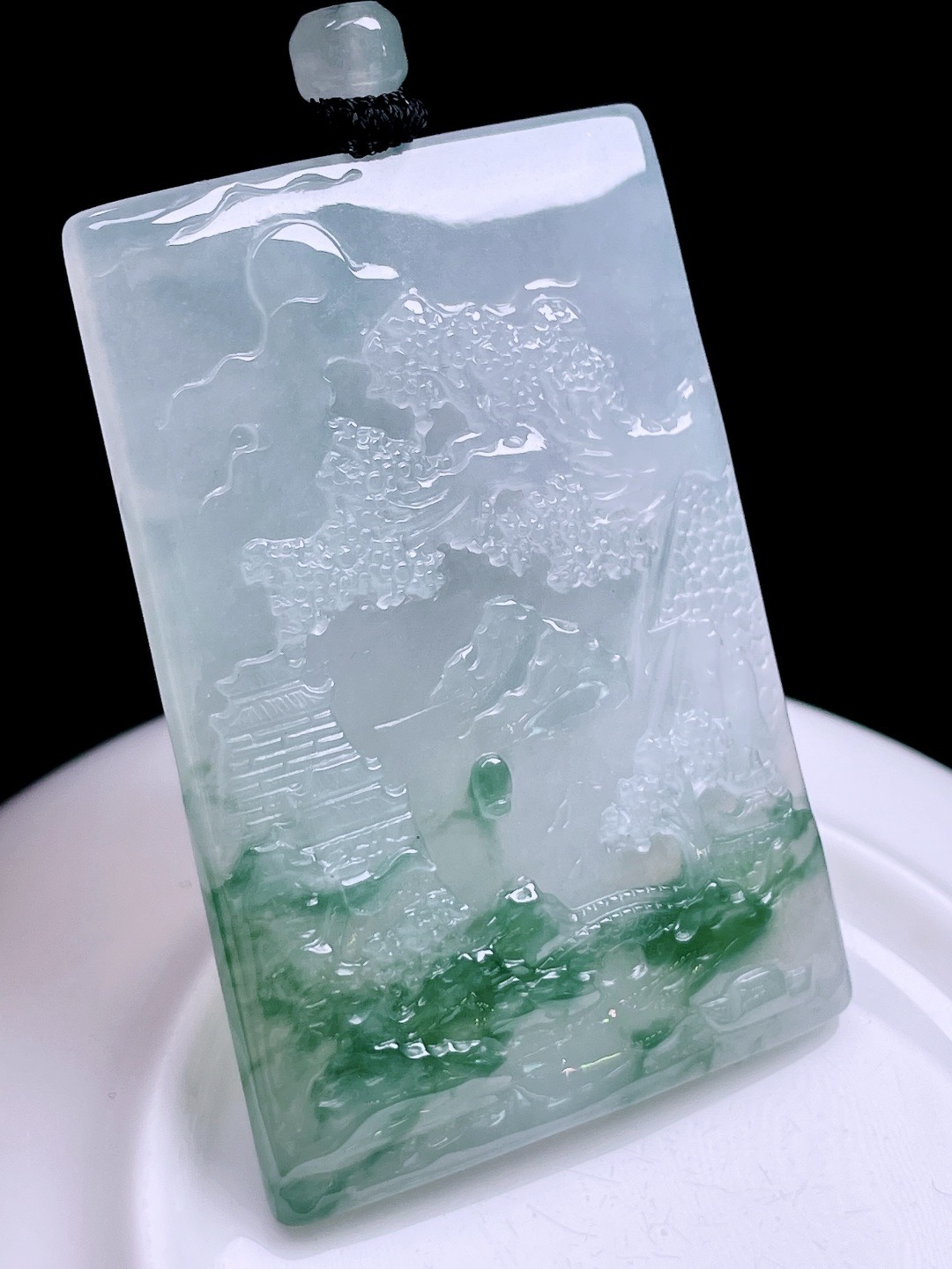 冰飘花山水牌 飘花灵动，种老水润 尺寸：53/36/5