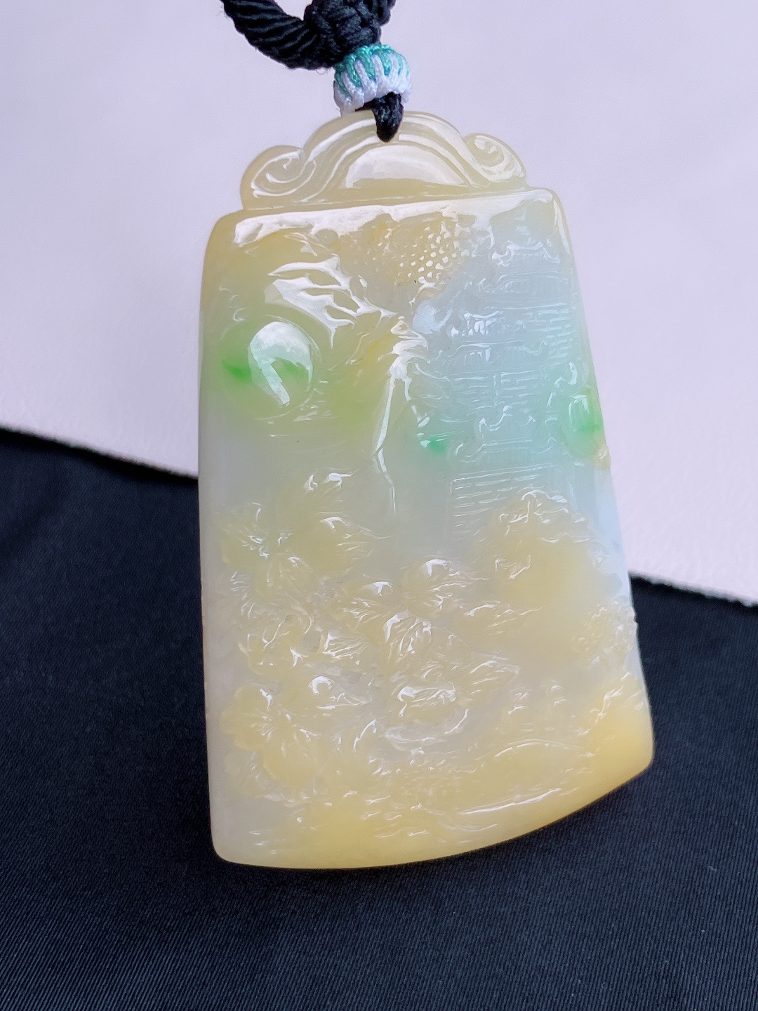 ️三彩山水牌，意境美，尺寸56.8/36/8/自然光实拍