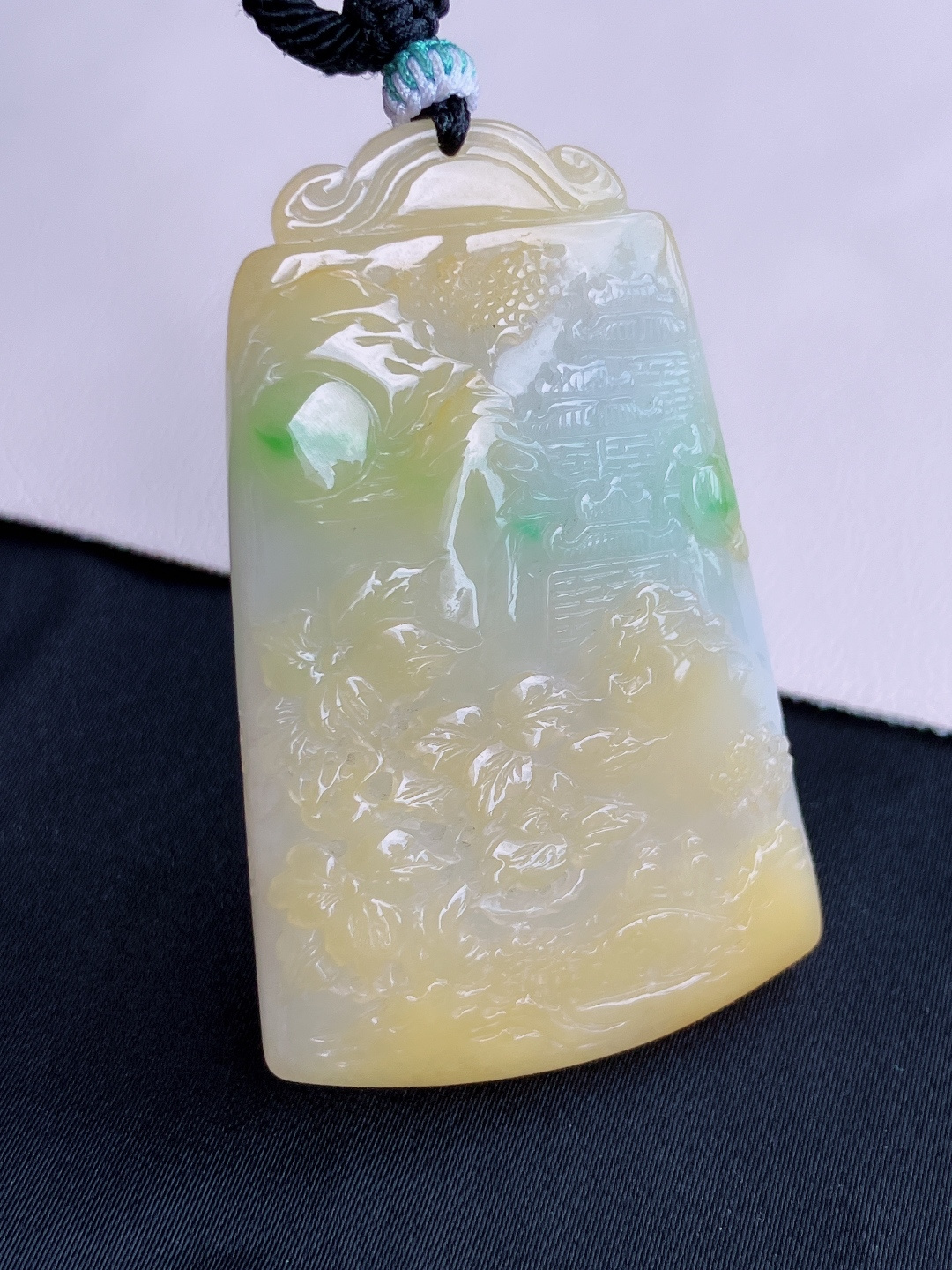 ️三彩山水牌，意境美，尺寸56.8/36/8/自然光实拍