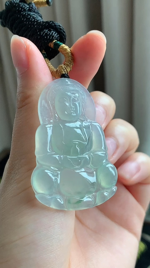 ️天然翡翠，飘花观音，冰胶，尺寸53-35.5-4.7 an616