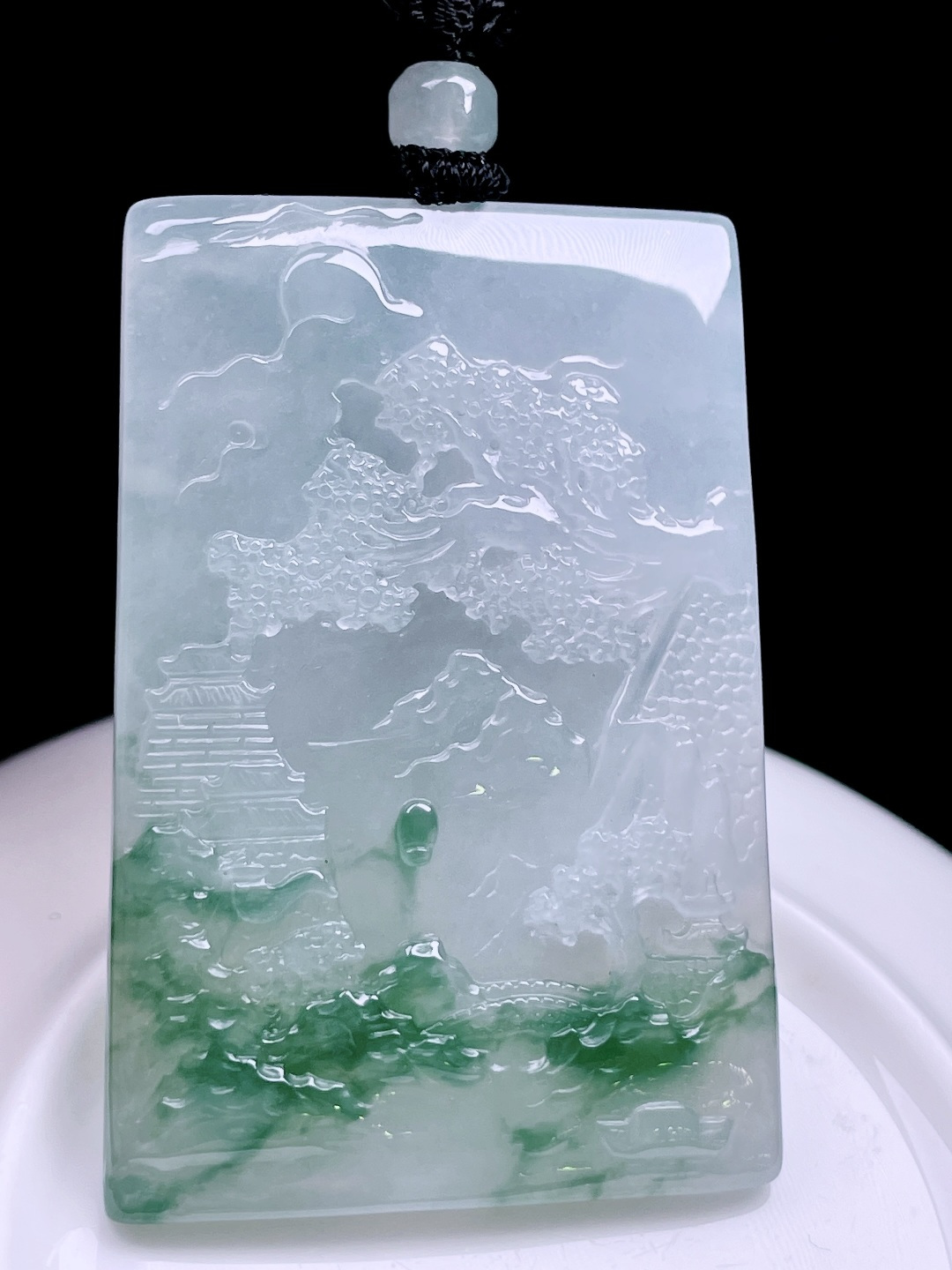 冰飘花山水牌 飘花灵动，种老水润 尺寸：53/36/5