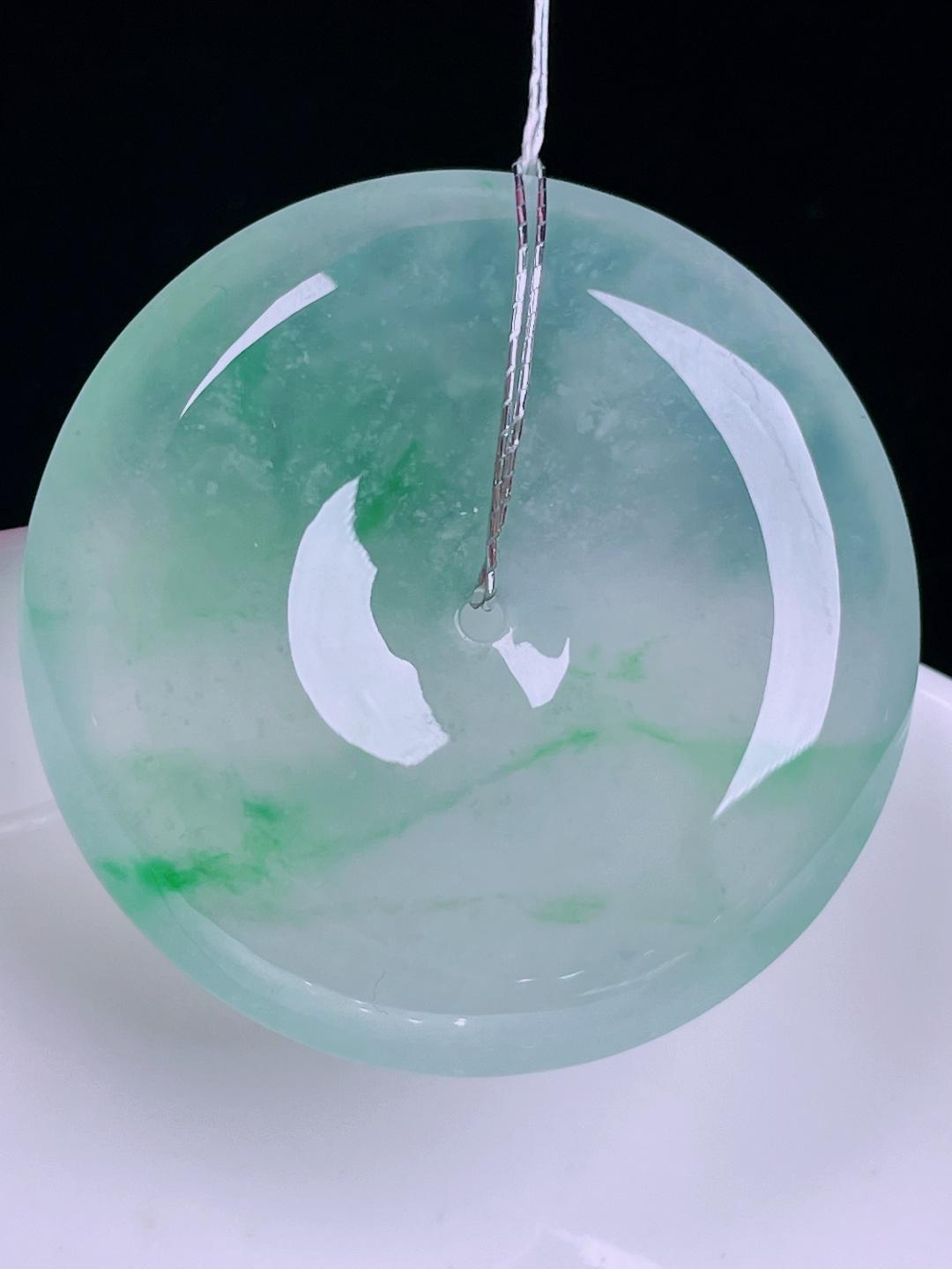 ️冰绿平安扣，老种起光，细底通透，尺寸：35.8/7.4mm0622