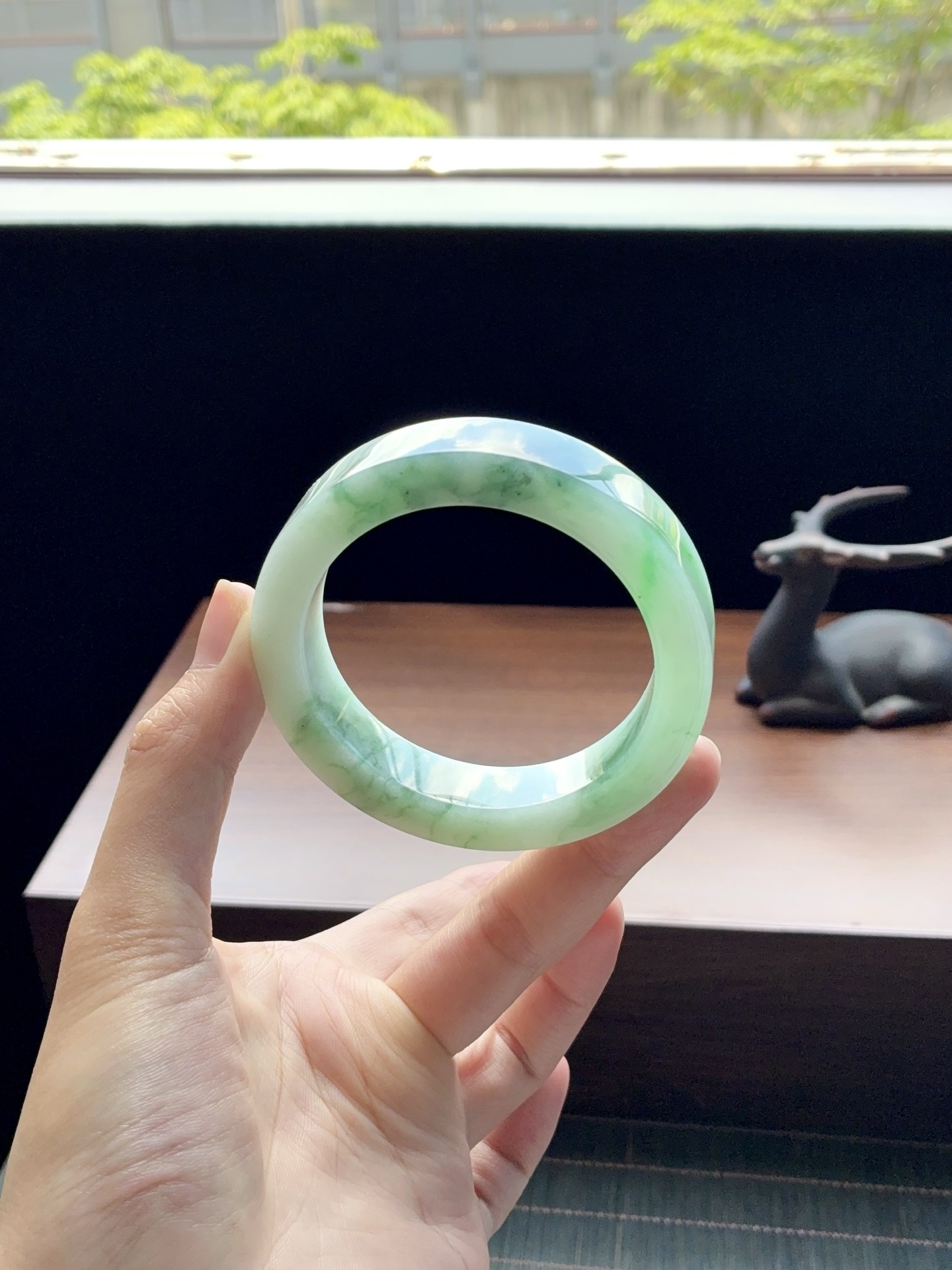 绿飘花镯胚 A0621-4 ⭕️74-56-12.8-9 可做56～58正圈