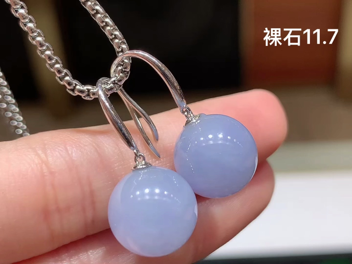 18K 冰紫转运珠耳坠 无裂 尺寸，11.7