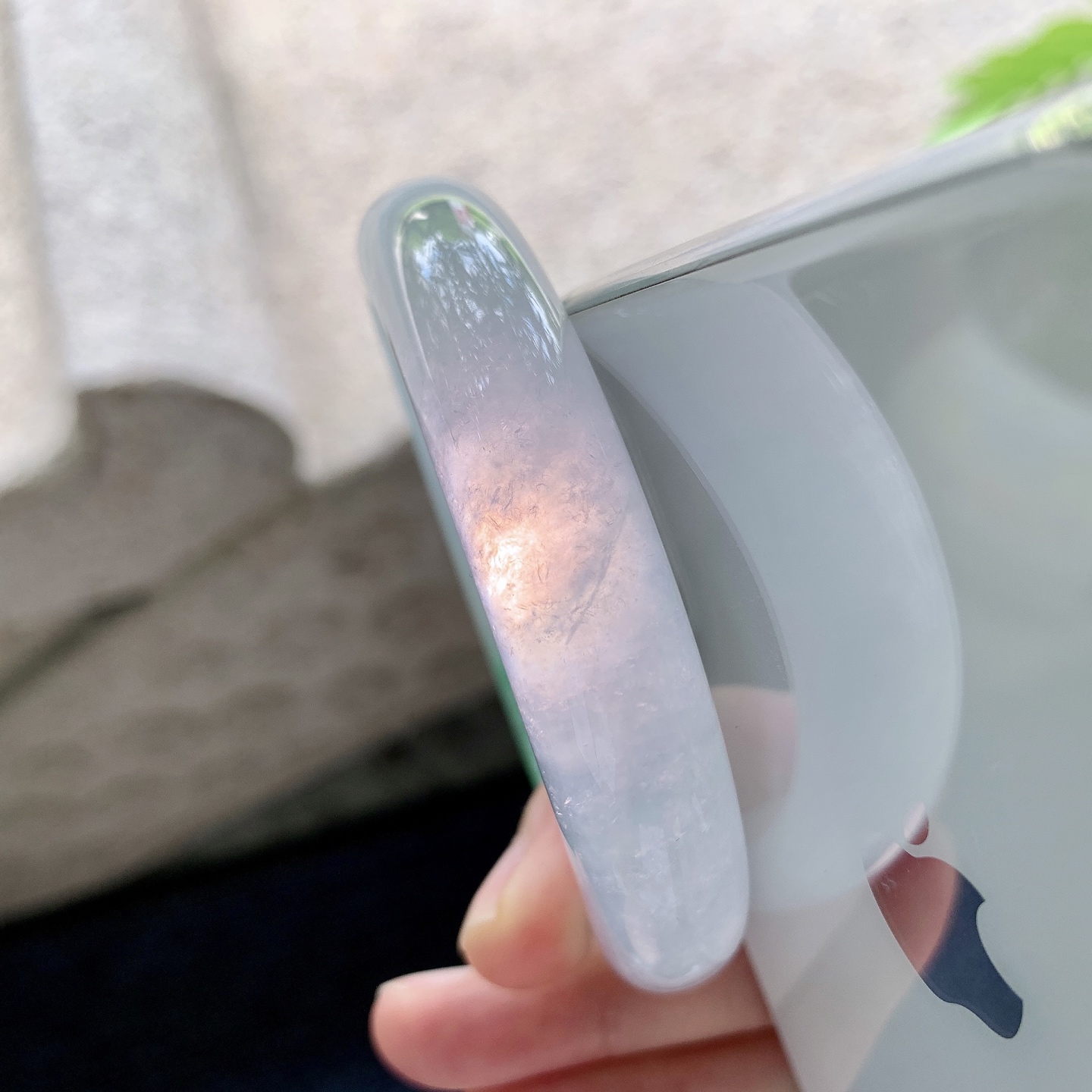 正圈 冰种飘绿花，清透，水润，种老，细腻，打灯有絮线