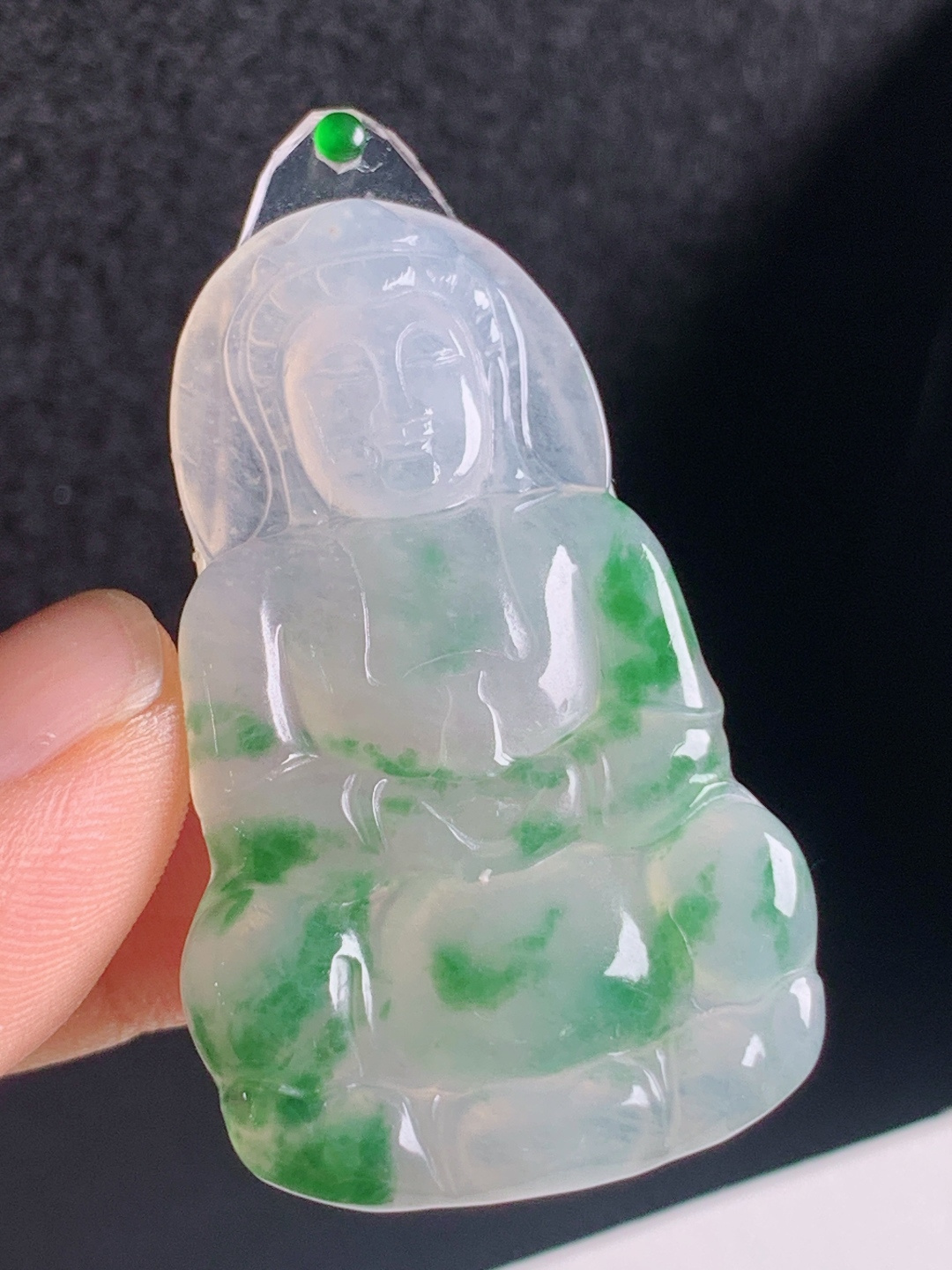 ️ 冰种飘绿观音，飘翠鲜活灵动飘逸，玉质细腻胶感饱满 裸石45.2-27.3-3.9 130620