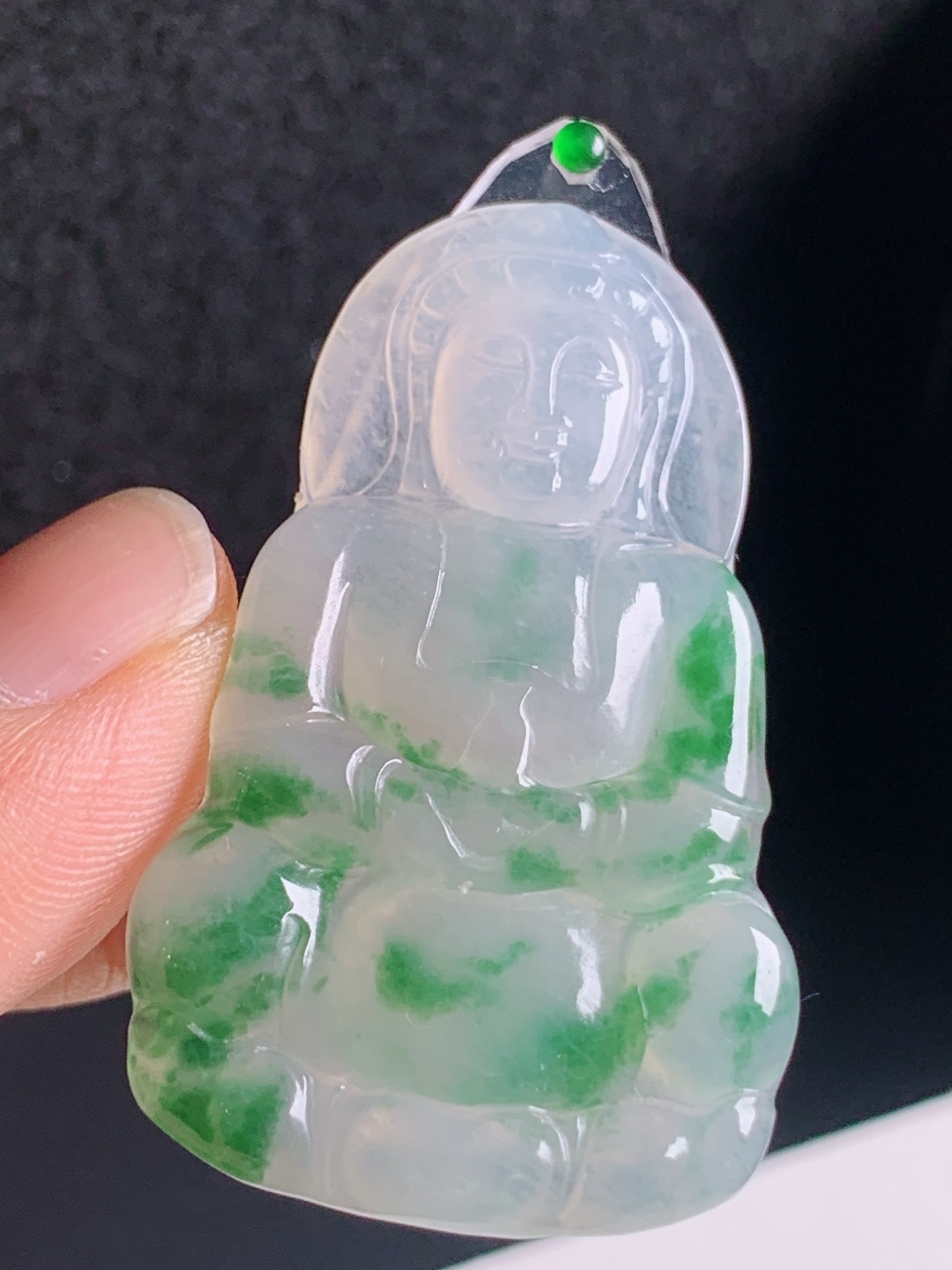 ️ 冰种飘绿观音，飘翠鲜活灵动飘逸，玉质细腻胶感饱满 裸石45.2-27.3-3.9 130620