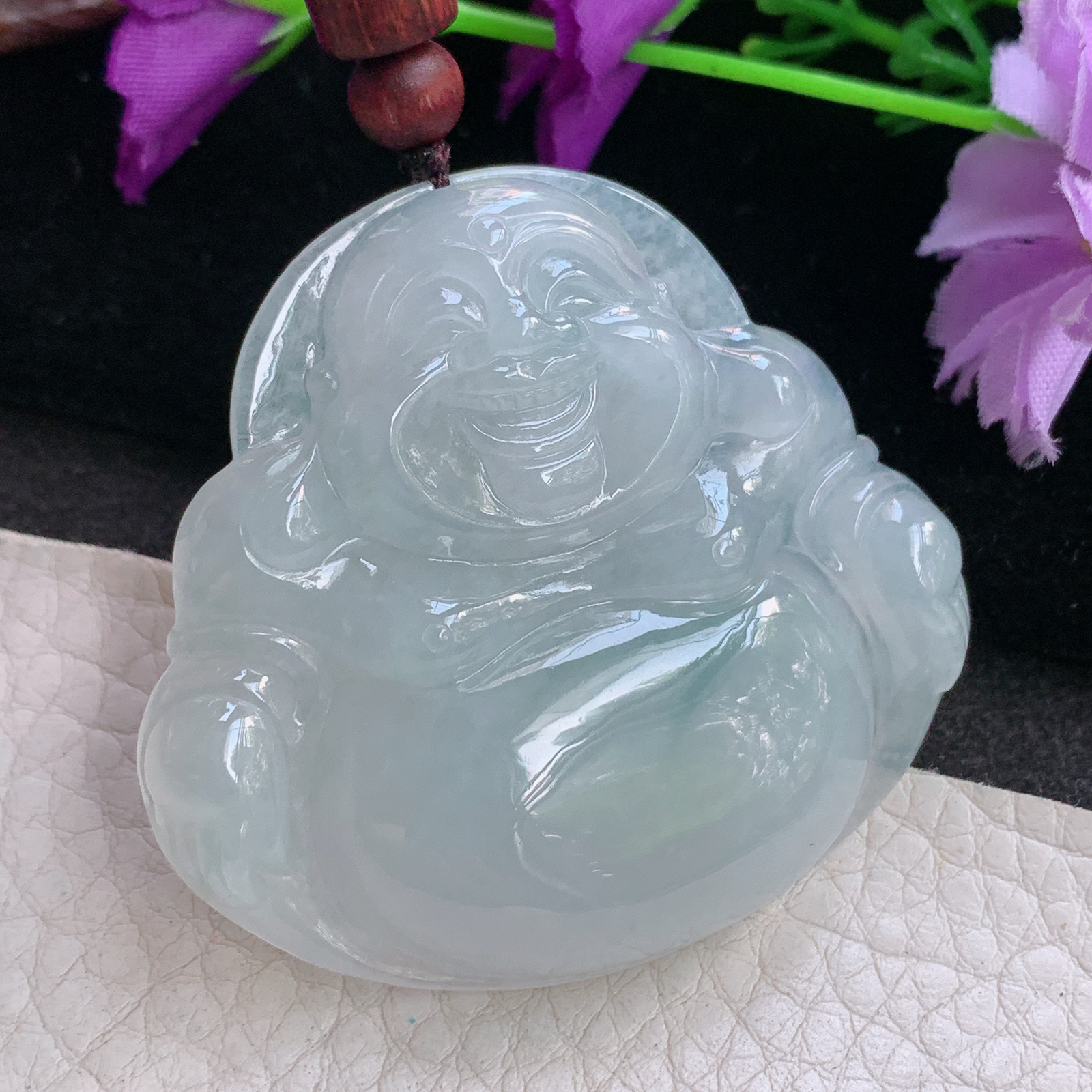 zen自然光47.5*50.6*9.5缅甸翡翠冰透大佛公吊坠弥勒佛项坠