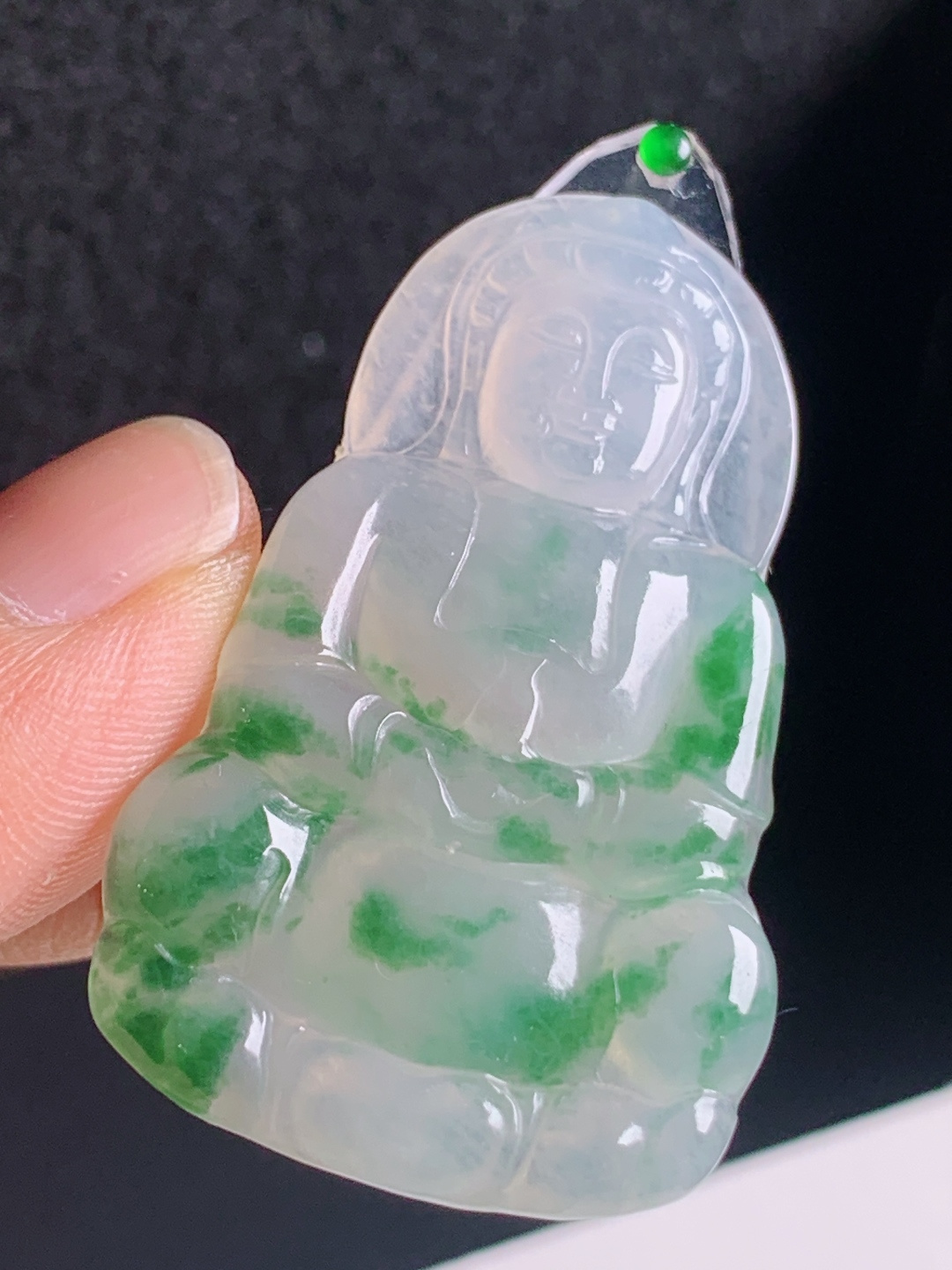 ️ 冰种飘绿观音，飘翠鲜活灵动飘逸，玉质细腻胶感饱满 裸石45.2-27.3-3.9 130620
