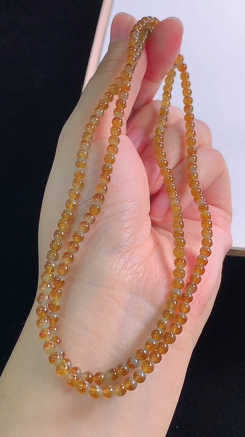 黄翡项链，尺寸:3.6-3.6mm 20