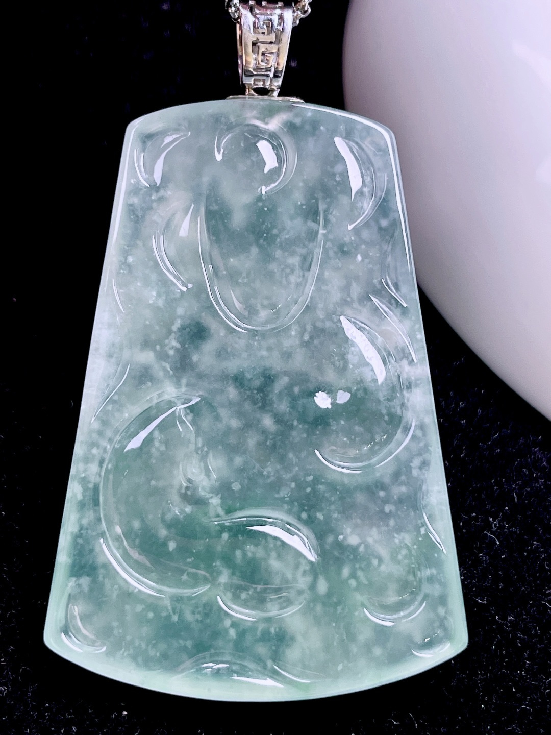 ️ 木那龙牌 意境优美，通透水润，18k金镶嵌 整体：58.6 裸石：50/34.4/6.2