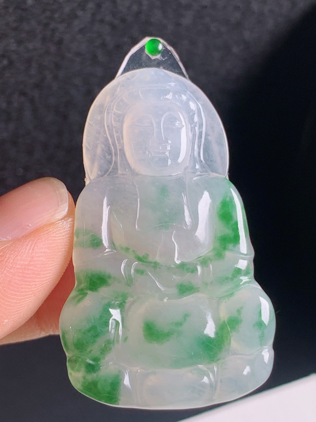 ️ 冰种飘绿观音，飘翠鲜活灵动飘逸，玉质细腻胶感饱满 裸石45.2-27.3-3.9 130620