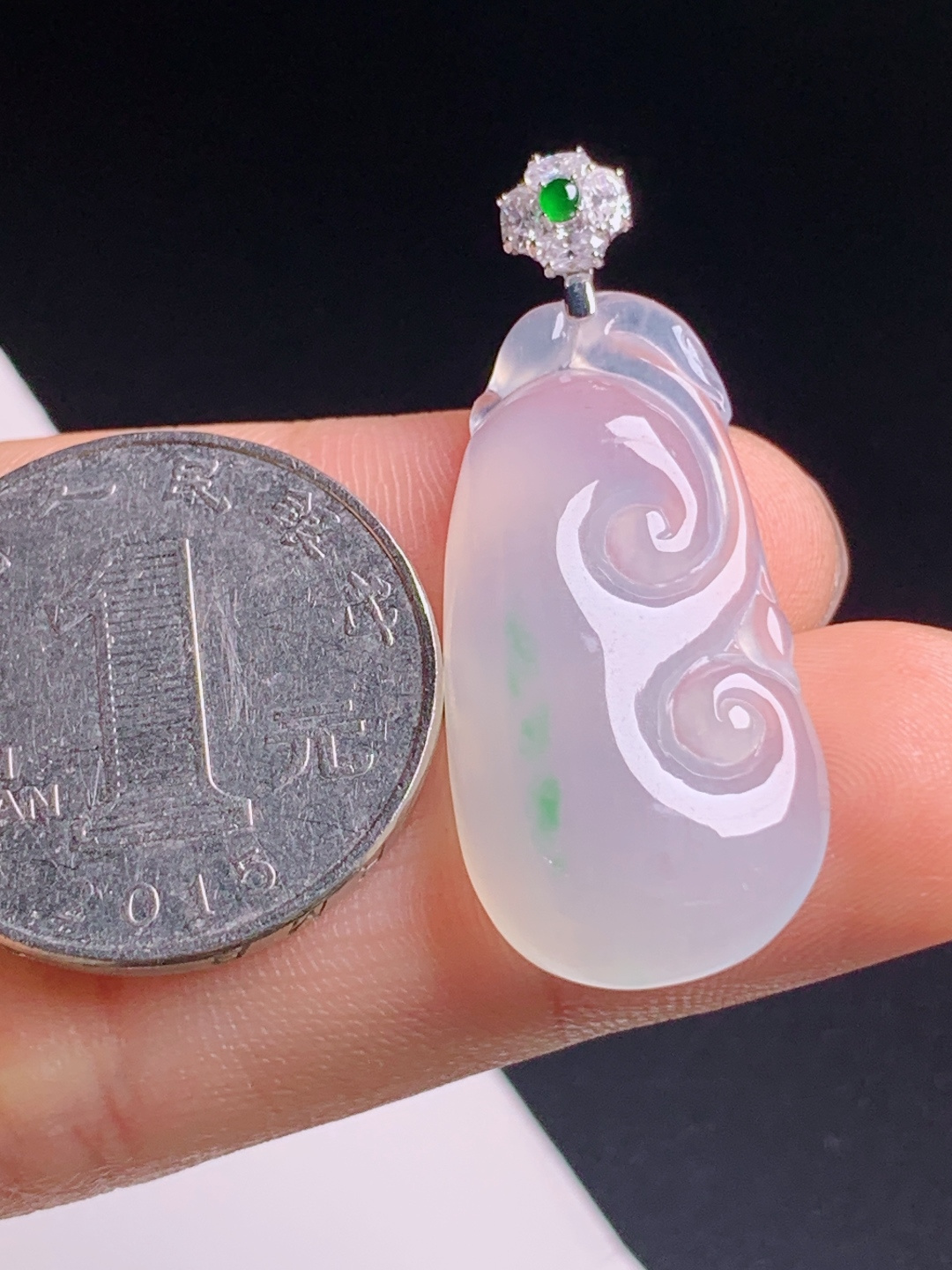 ️ 飘绿如意吊坠，通透起胶飘翠灵动，钻石扣精致大气
