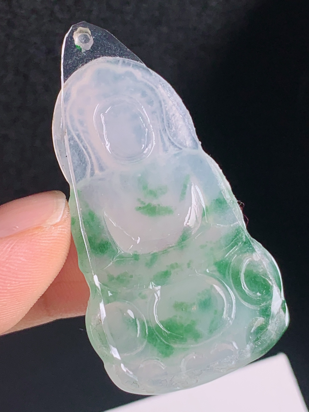 ️ 冰种飘绿观音，飘翠鲜活灵动飘逸，玉质细腻胶感饱满 裸石45.2-27.3-3.9 130620