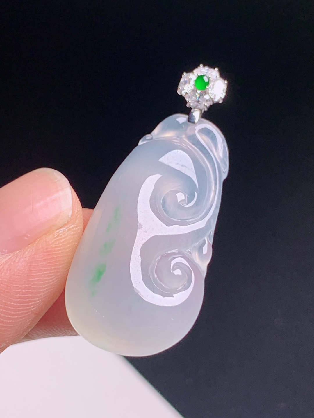 ️ 飘绿如意吊坠，通透起胶飘翠灵动，钻石扣精致大气