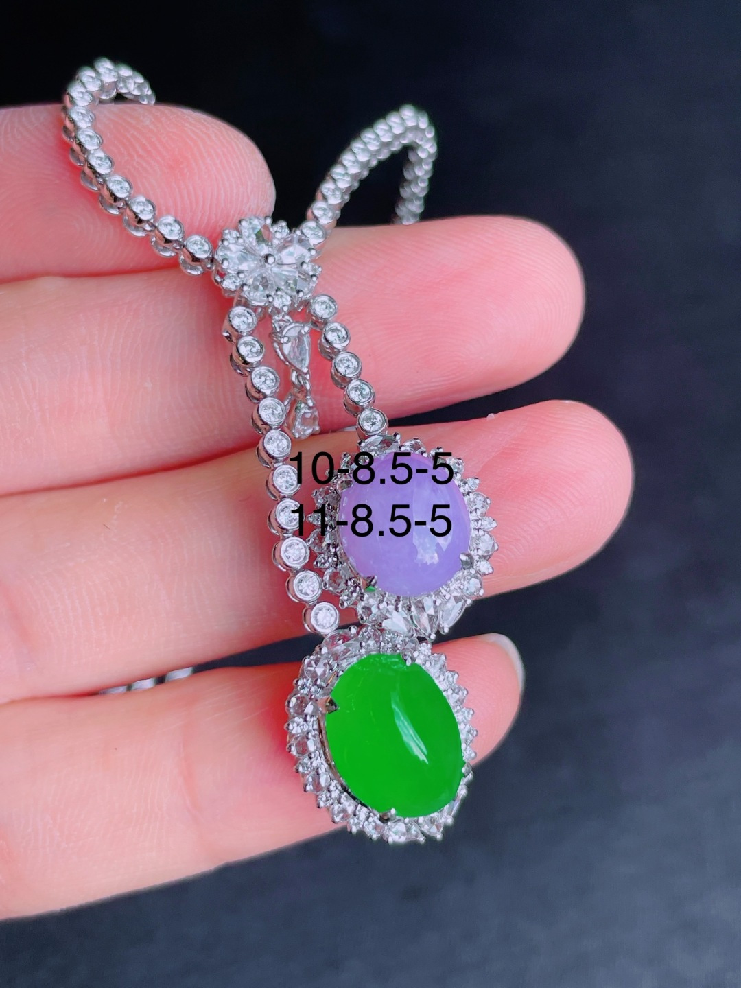 ️绿紫蛋面项链，晶莹剔透，新颖时尚，8.5-5