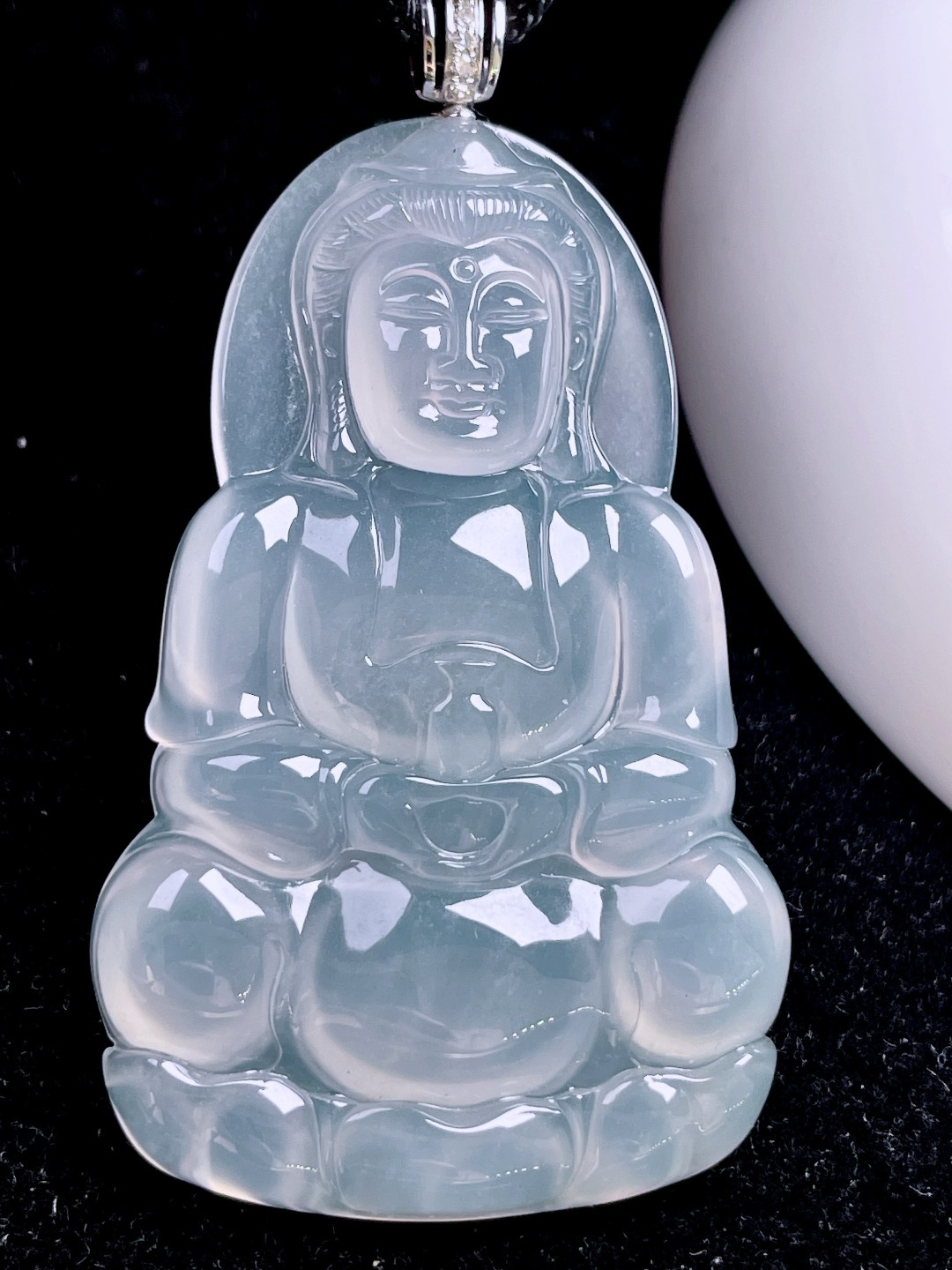 ️ 观音 通透水润，种老起光，18k金镶嵌 整体：64.8 裸石：56.5/36/5.8