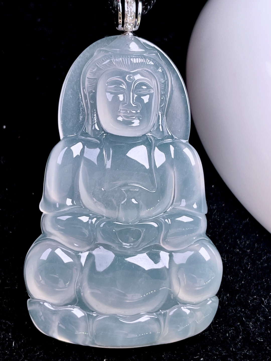 ️ 观音 通透水润，种老起光，18k金镶嵌 整体：64.8 裸石：56.5/36/5.8