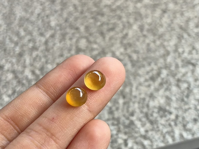 ️ 【冰黄蛋面一对】 尺寸：6.9×3.6mm /6.6×3.9mm