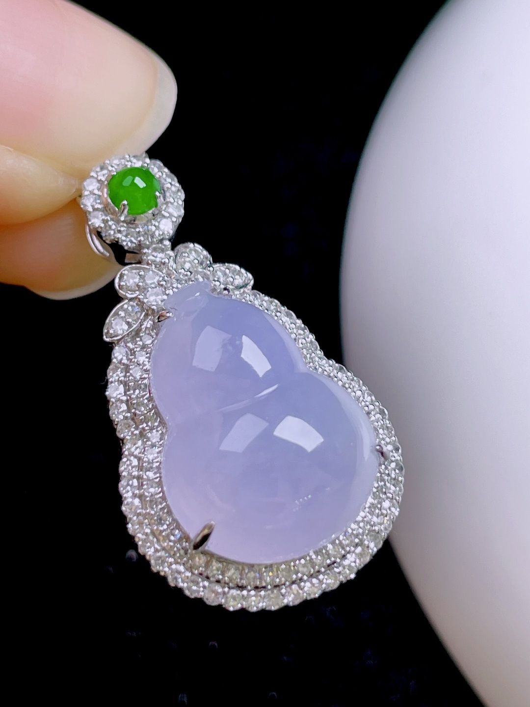 冰紫葫芦 色泽浓郁，种老水润，18k金镶嵌 整体：27/16/9.5 裸石：15.7/12