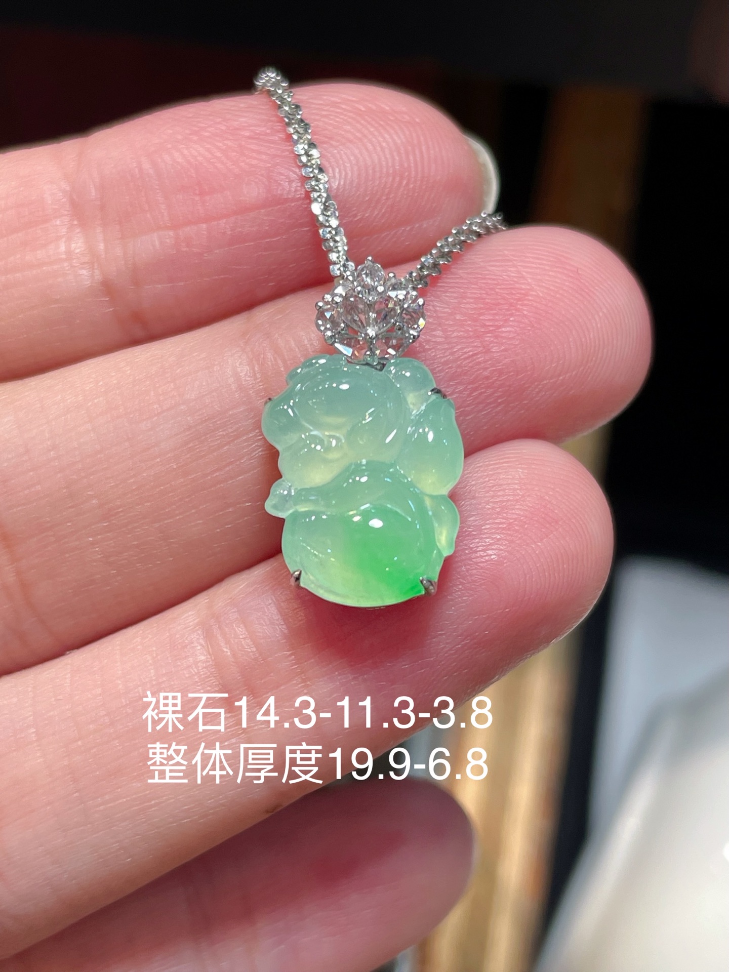 ️ 翡翠吊坠，种水好好 裸石很饱满，专挑好品相，18k镶嵌，14.3-11.3-3.8