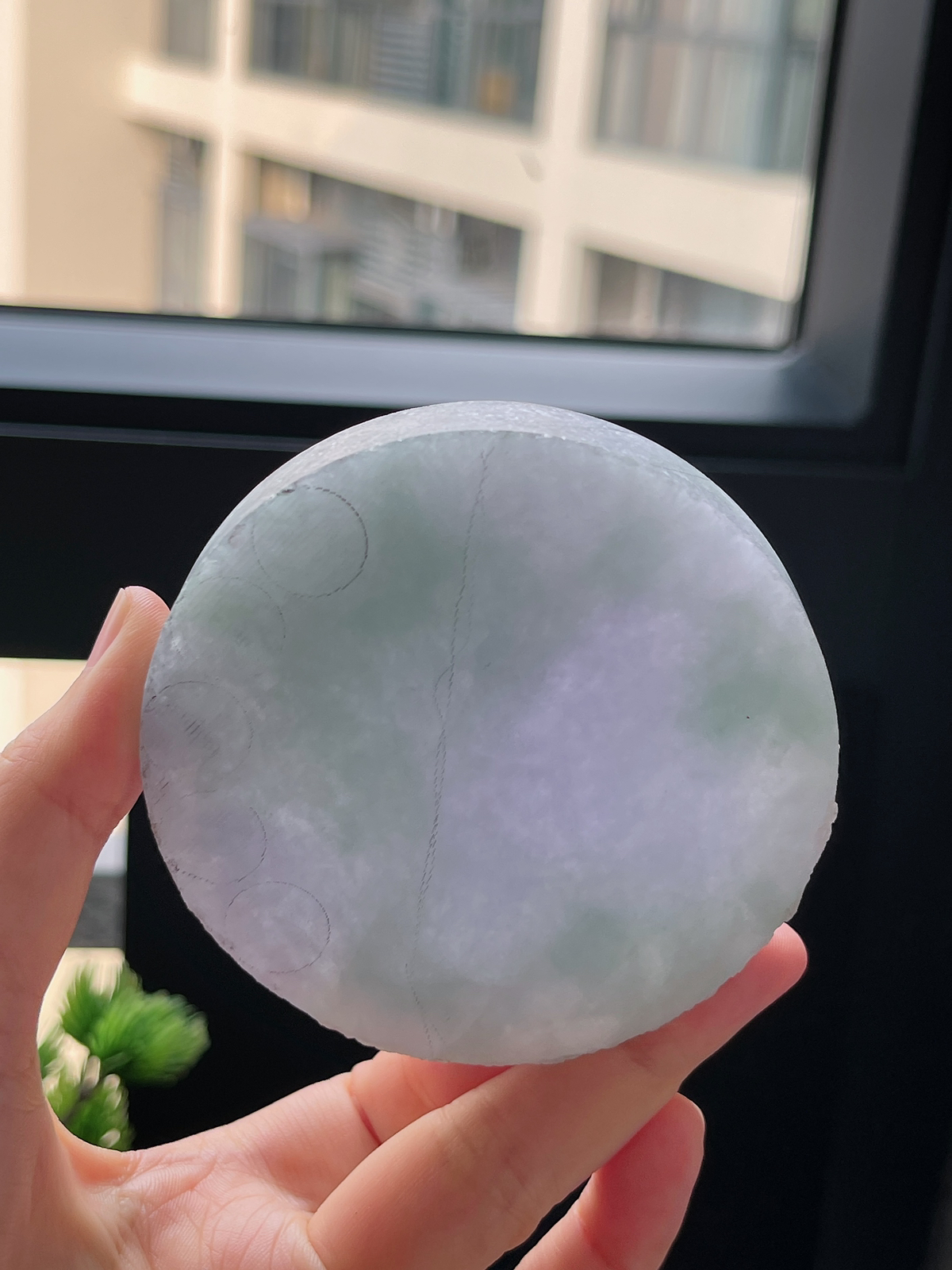 翡翠春带彩镯心