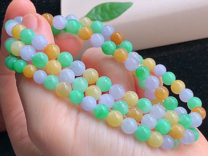 ️ 三彩珠链，尺寸取大6.2/小4.7mm，包A附证书