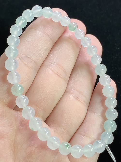 冰飘花玉珠手串，尺寸5.7mm，L24xtg