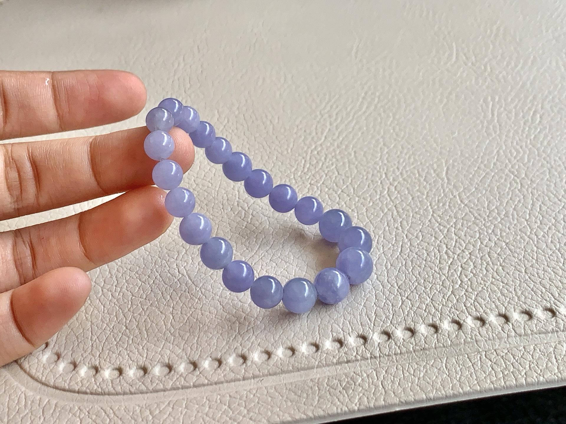 ️ 冰紫珠串 尺寸：8.6/6mm 共21颗