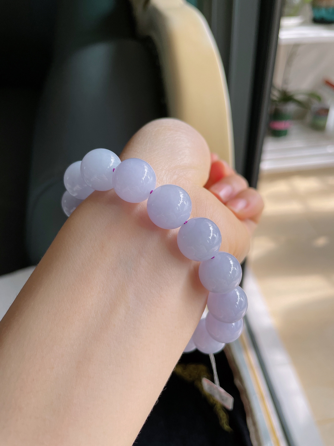 天然翡翠A货，冰手串，尺寸：12.8mm。【编3264】