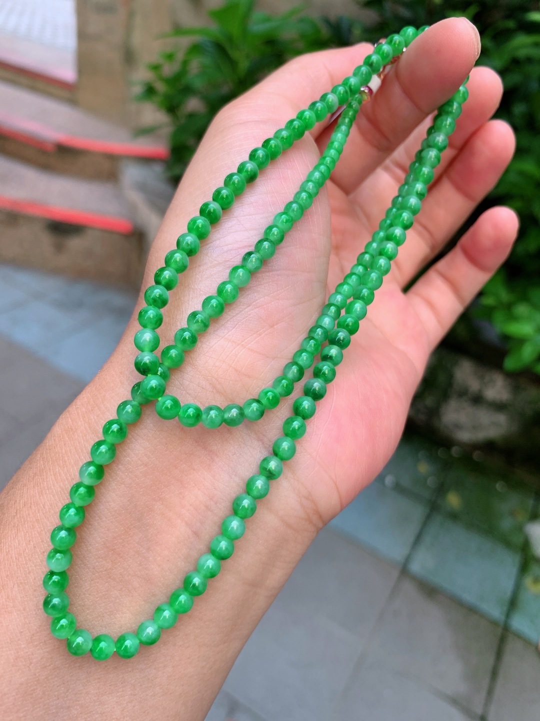 ️ 3.6mm-4.8mm140颗辣绿项链